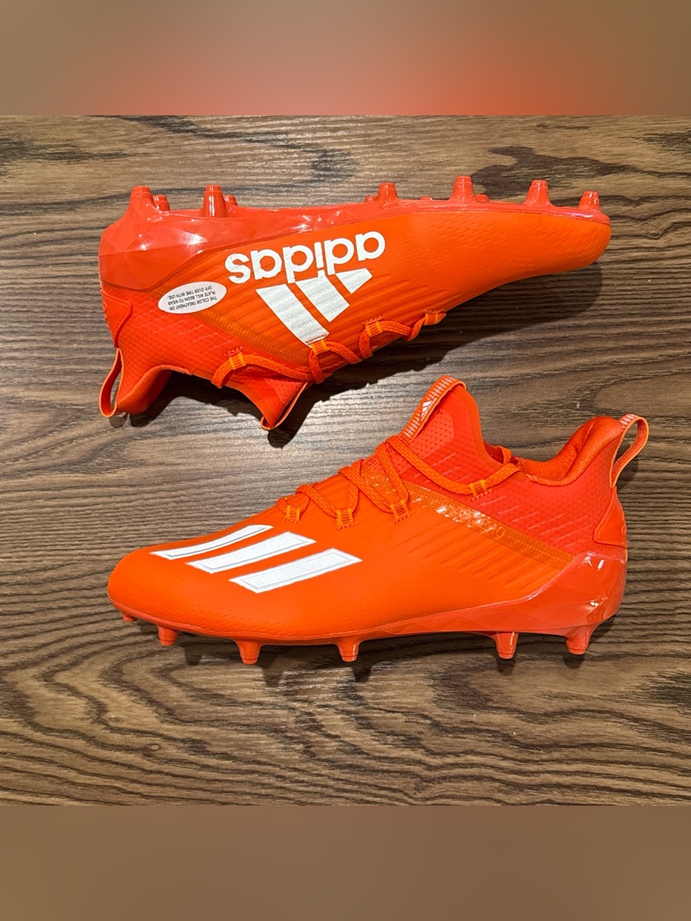 Size 11.5 Adidas Adizero SM Football Cleats Orange White FX1256 NEW